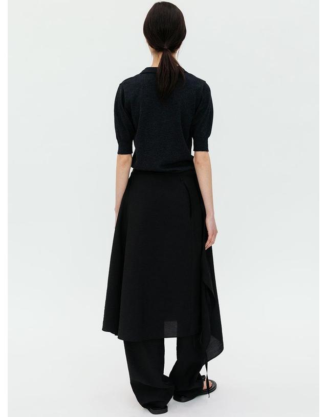 르비에르 SILKY ASYMMETRIC WRAP SKIRT (BLACK) 착용컷
