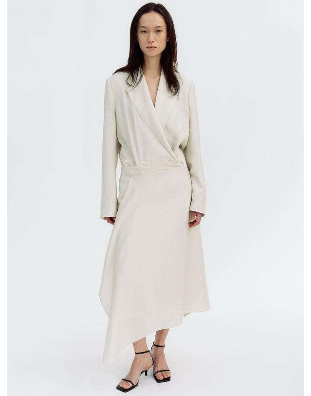 르비에르 SILKY ASYMMETRIC WRAP SKIRT (ECRU) 착용컷