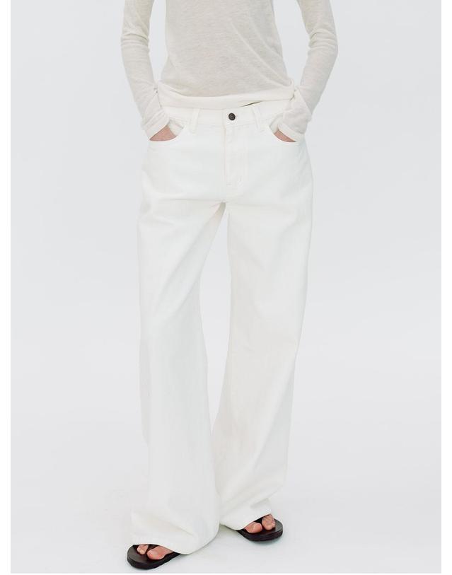 르비에르 WIDE FIT DENIM PANTS (WHITE) 착용컷