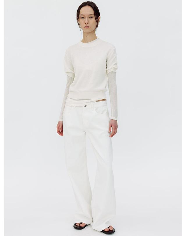 르비에르 WIDE FIT DENIM PANTS (WHITE) 착용컷