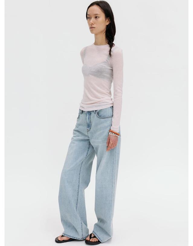 르비에르 WIDE FIT DENIM PANTS (LIGHT BLUE) 착용컷