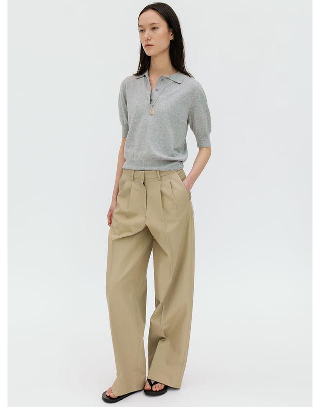 르비에르 COTTON TWO TUCK WIDE PANTS (BEIGE) 착용컷