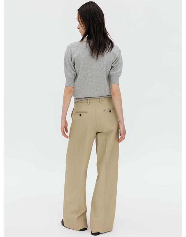 르비에르 COTTON TWO TUCK WIDE PANTS (BEIGE) 착용컷