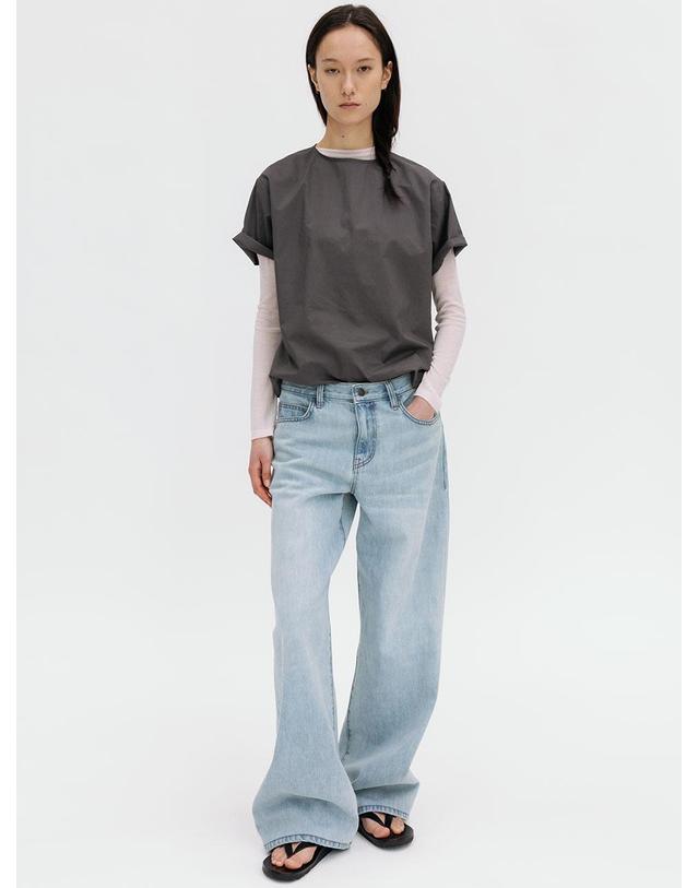 르비에르 COTTON ROUND NECK TOP (CHARCOAL) 착용컷
