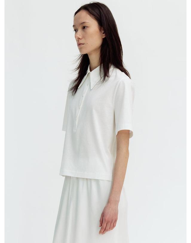 르비에르 COTTON JERSEY COLLARED TOP (IVORY) 착용컷