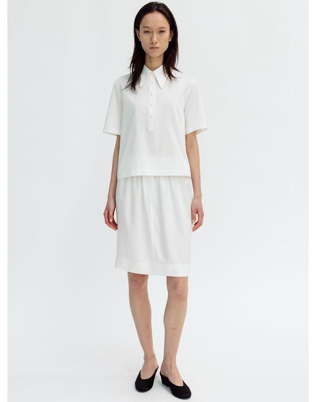 르비에르 COTTON JERSEY COLLARED TOP (IVORY) 착용컷