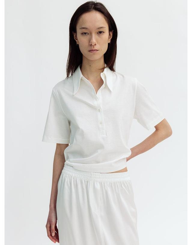 르비에르 COTTON JERSEY COLLARED TOP (IVORY) 착용컷