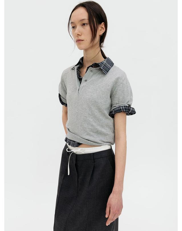 르비에르 CHECK BLOUSON SHORT SLEEVE SHIRT (NAVY) 착용컷