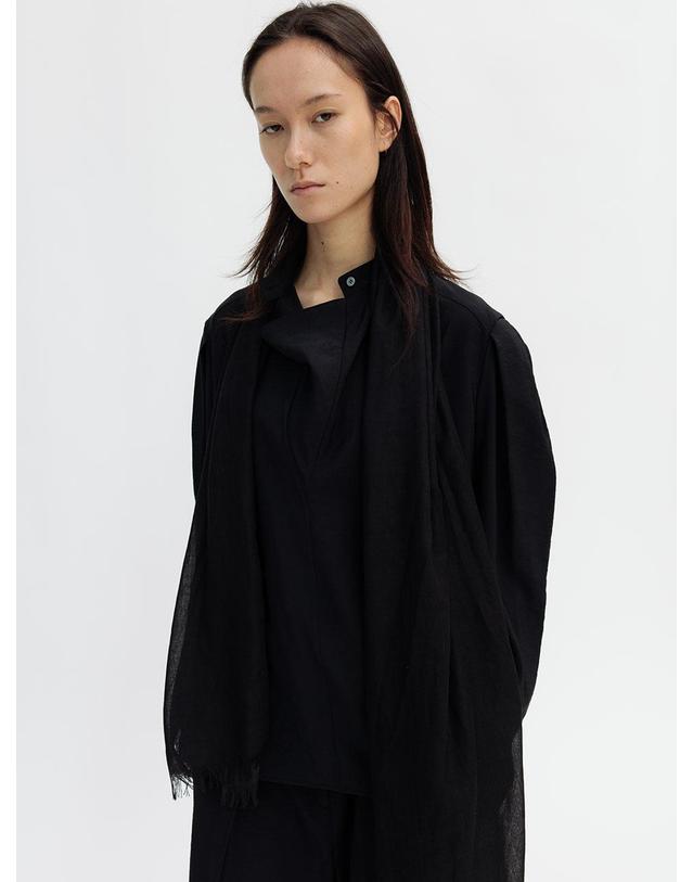 르비에르 COWL NECK SILKY BLOUSE (BLACK) 착용컷