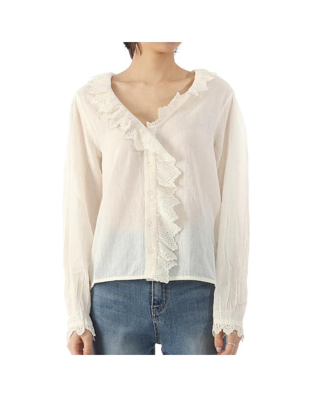 루이스미샤 루이스미샤 44사이즈 럭키찬스 LORINA 블라우스 WRIS23B0044 OFFWHITE 착용컷
