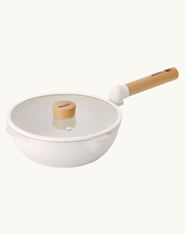 [베카] 블랑우드플러스 인덕션겸용 웍 궁중팬 24cm+유리뚜껑