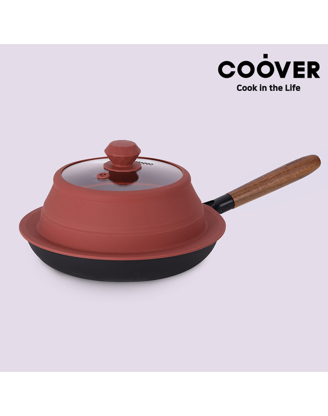쿠버 [쿠버] 실리콘 접이식 유리 폴딩 만능 뚜껑 18-28cm 착용컷