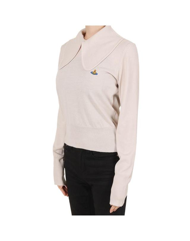 비비안 웨스트우드 비비안웨스트우드 26FW 여성 타이 베아 카라 울 니트 라임스톤 1803008U Y005E A406 착용컷