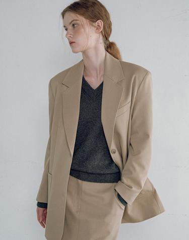 O3756 오버사이즈 블레이저_Beige