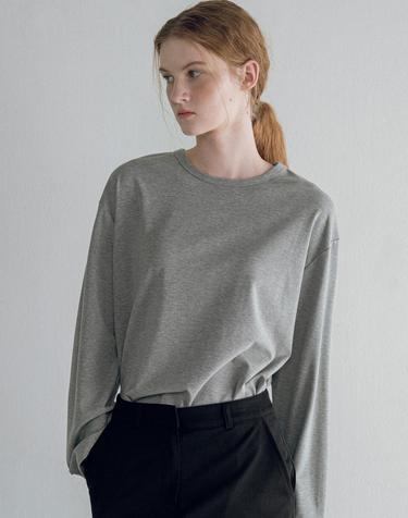 A3553 에센셜 롱 슬리브_Melange gray