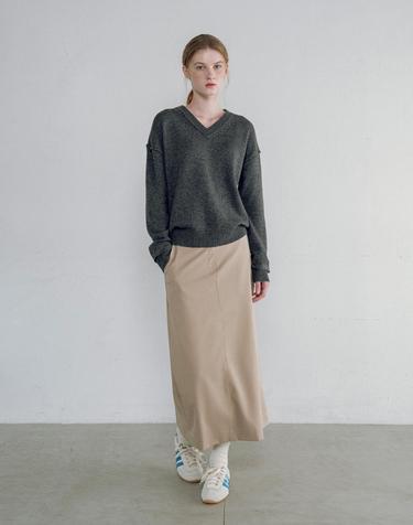 P3258 오버사이즈 맥시 스커트_Beige