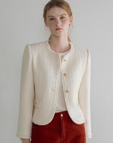 O3755 울 트위드 재킷_Ivory