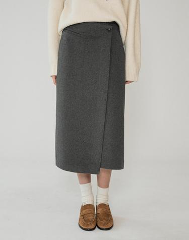 P3276 울 블렌드 랩 스커트_Charcoal