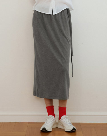 P3293 플러피 미디 스커트_Melange gray