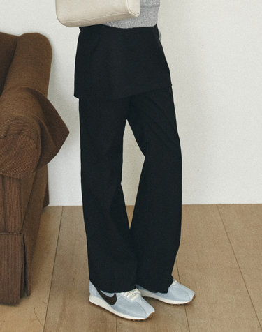 P3296 오버레이 스커트 팬츠_Black