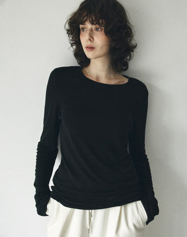 A3565 울 블렌디드 롱 슬리브_Black