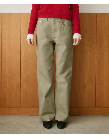 P3282 워시드 스트레이트 팬츠_Light khaki