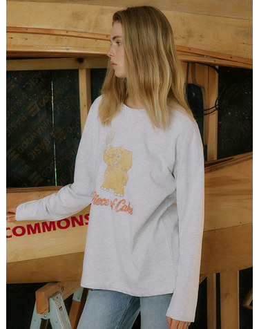 A3636 Retro elephant 롱 슬리브_Melange white