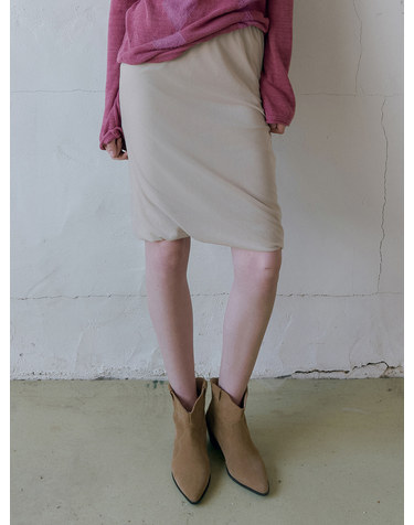P3330 벨루어 미디 스커트_Pale beige