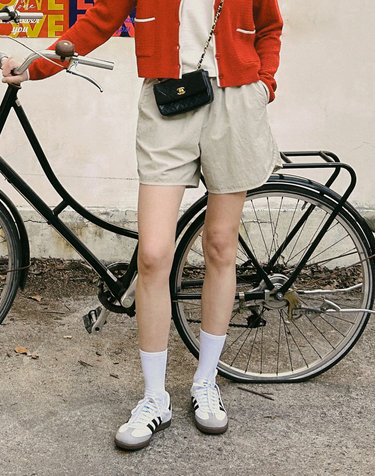P3143 Retro running shorts_Light beige