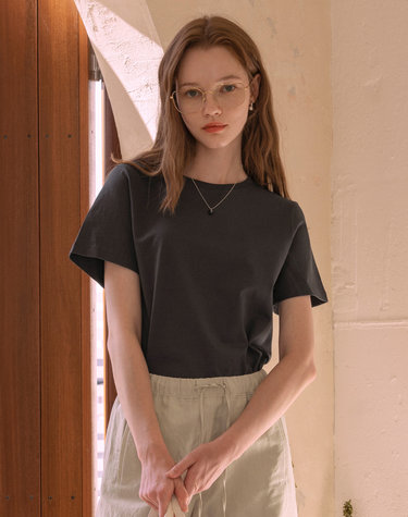 A3403 Signature silket T-shirt_Dark gray