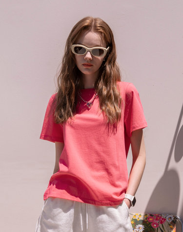 A3403 Signature silket T-shirt_Hot pink