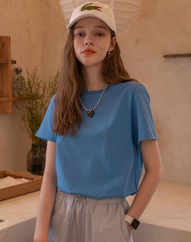 A3403 Signature silket T-shirt_Sky blue