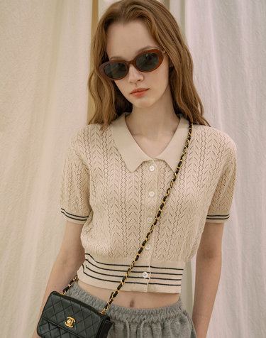 A3423 Parisienne net cardigan_Light beige