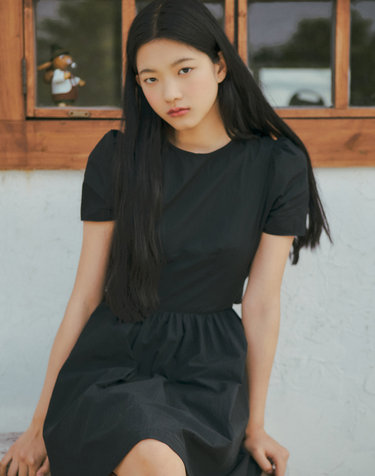 A3455 컷아웃 셔링 원피스_Black