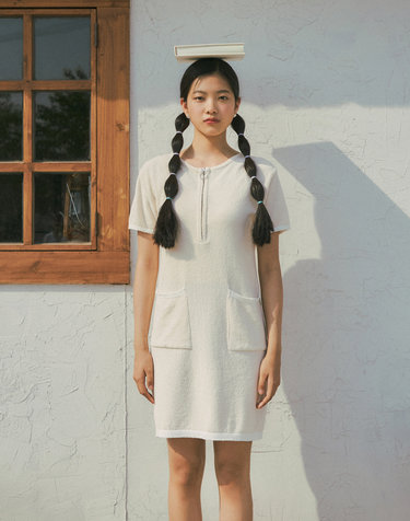 KN4224 부클 집업 원피스_Light beige