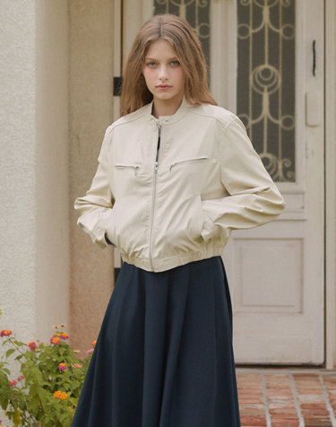 O3722 Giverny fake leather jacket_Ivory