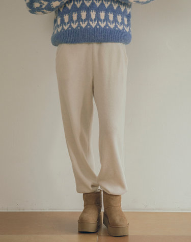 P3178 Knit jogger pants_Cream