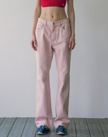 P3194 피그먼트 플레어 팬츠_Light pink
