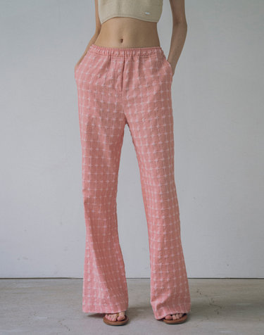 P3195 플라워 부츠컷 팬츠_Pink
