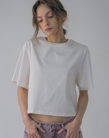 A3488 루즈핏 크롭 티셔츠_White