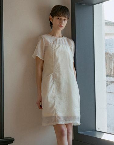 A3518 시스루 레이어드 셋업 원피스_Butter yellow