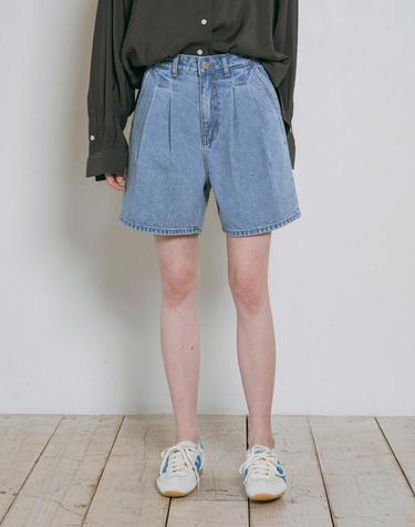 P3245 투턱 데님 쇼츠_Light blue
