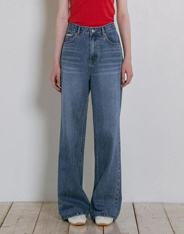 P3237 워시드 와이드 데님 팬츠_Medium blue