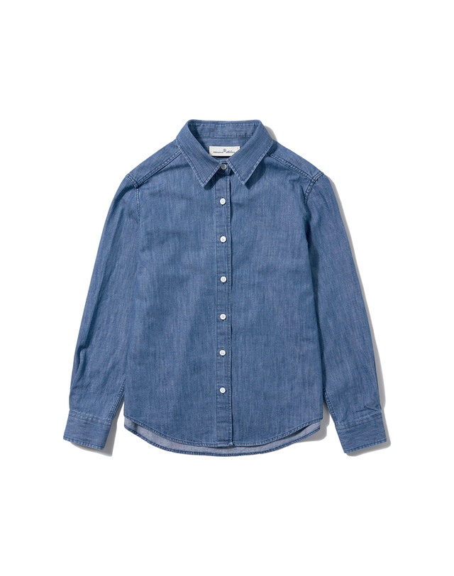 반원아틀리에 A3404 Classic denim shirts_Medium blue 착용컷