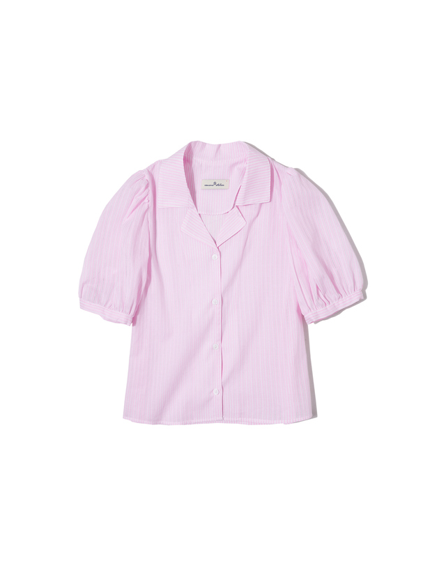 반원아틀리에 A3416 Princess hole shirt_Pink stripe 착용컷