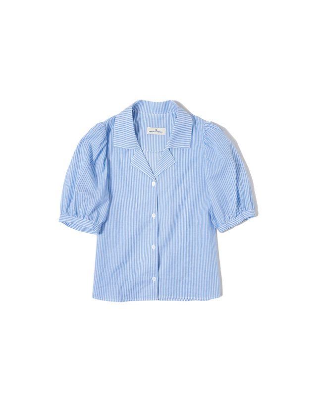 반원아틀리에 A3416 Princess hole shirt_Blue stripe 착용컷