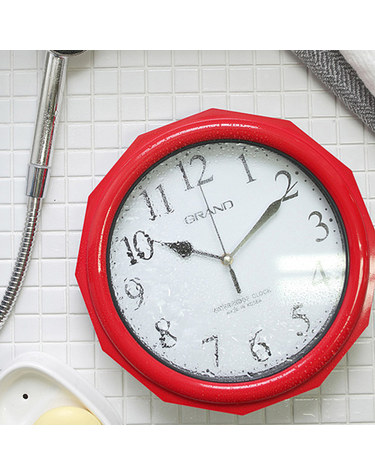 방수 벽시계 팔각 (레드)