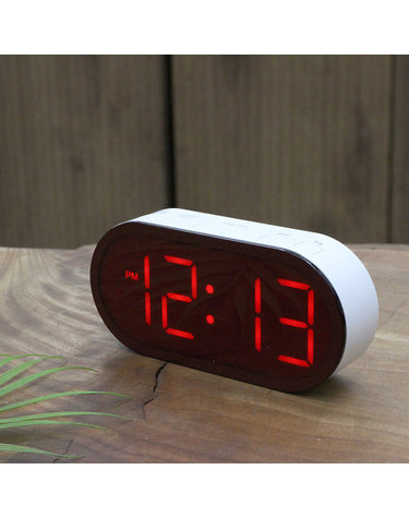무선 디지털 LED 무소음 인테리어 화이트 탁상 알람시계