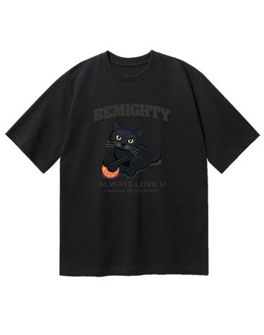 블랙캣 오버핏 반팔티셔츠 [블랙]