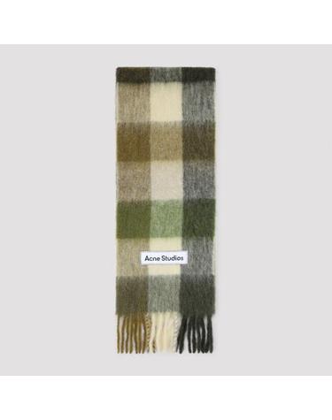 [해외직구] 26FW 아크네 스튜디오 모헤어 체크 머플러 CA0084 DXY KHAKI CREAM DARK GREEN
